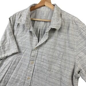 Outerknown Mens XL Striped Short Sleeve Button Down Shirt Organic Cotton Linen